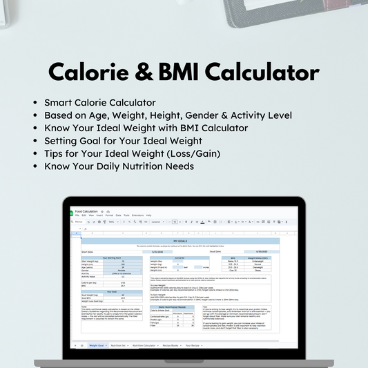 BMI Calculator, Calorie Tracker, Weight Goal