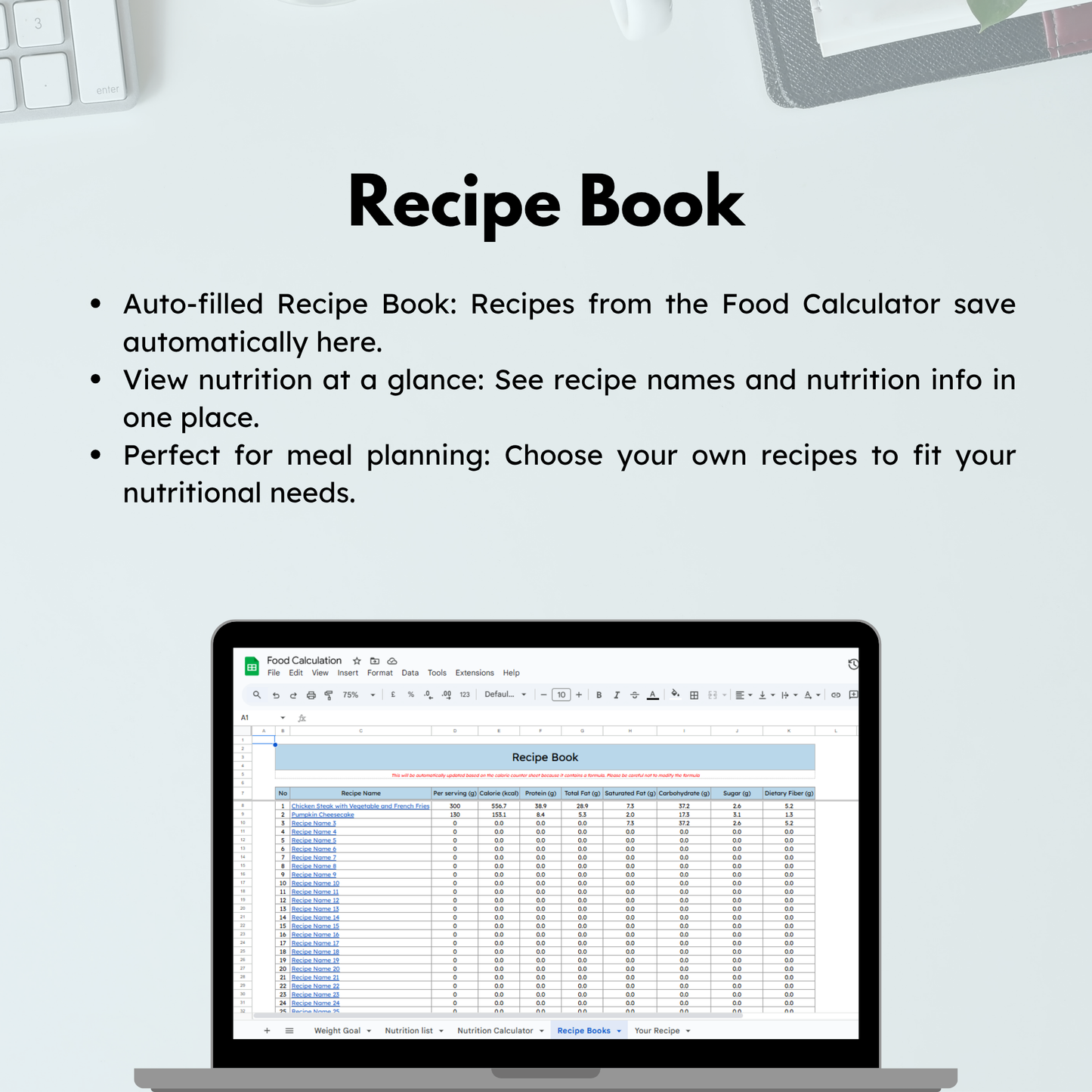 Recipe Book, Recipe List, Meal Planner, Macro Tracker